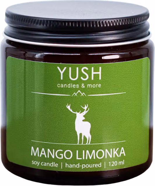 Vela de soja perfumada con aroma a mango y lima de Yush, 120 ml