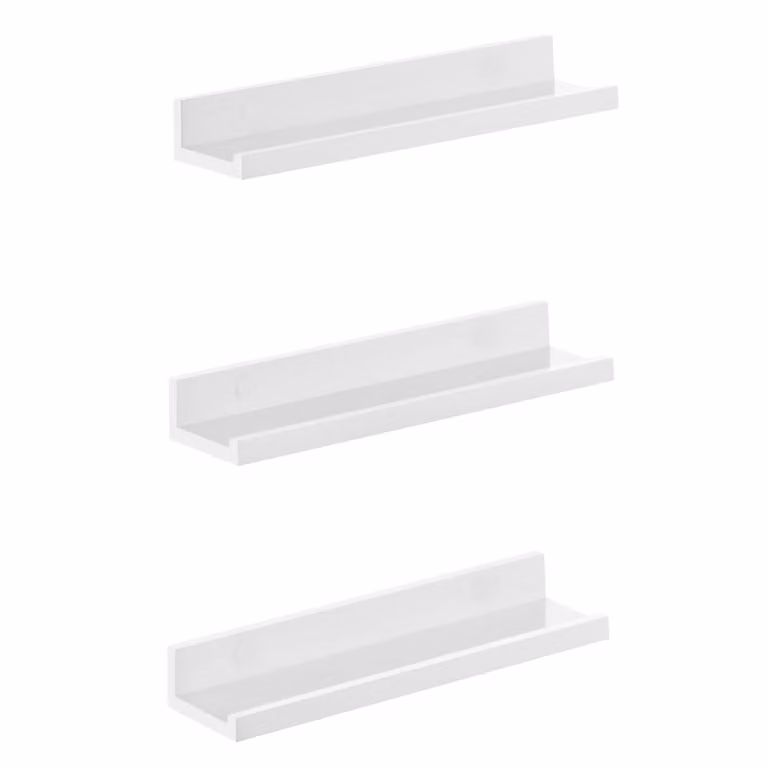 Juego de 3 estantes flotantes Songmics de color blanco para pared, Ancho: 38 cm