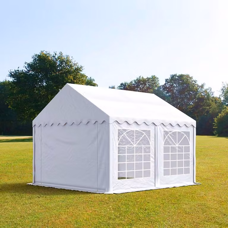 Carpa para fiestas TOOLPORT de PVC y acero galvanizado con ventanas, color blanco, An/P/Al: 300 x 290 x 300 cm