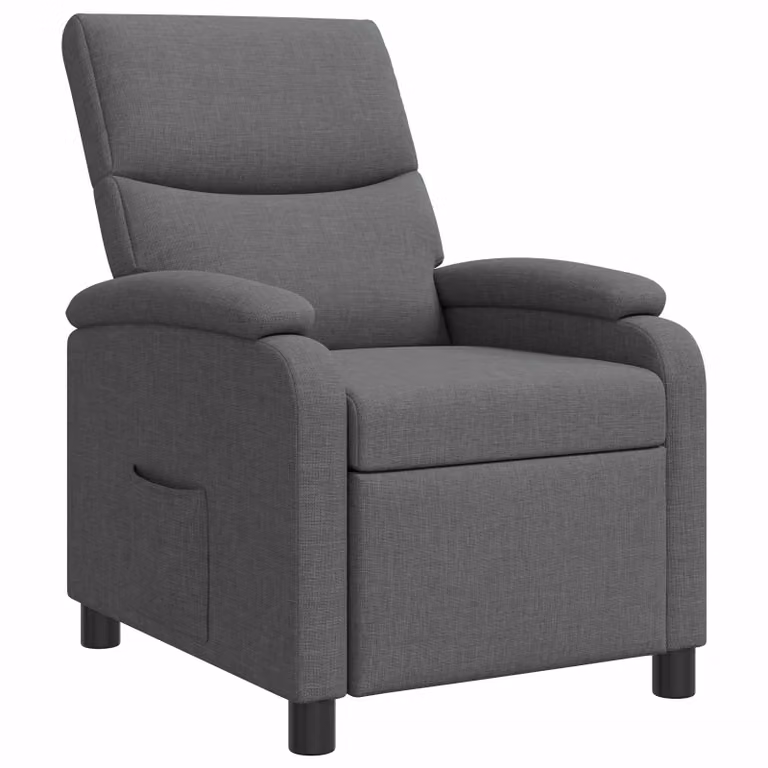 Sillón reclinable relax vidaXL en tela gris oscuro con reposabrazos para salón o despacho