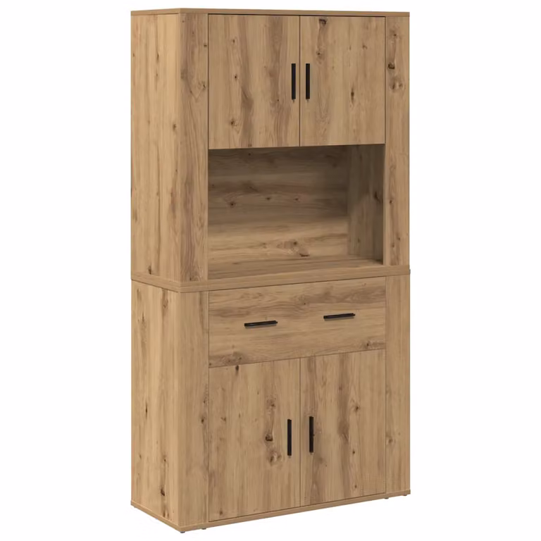 Highboard vidaXL de roble rústico y madera de ingeniería, color marrón, An/P/Al: 80 x 33 x 150 cm