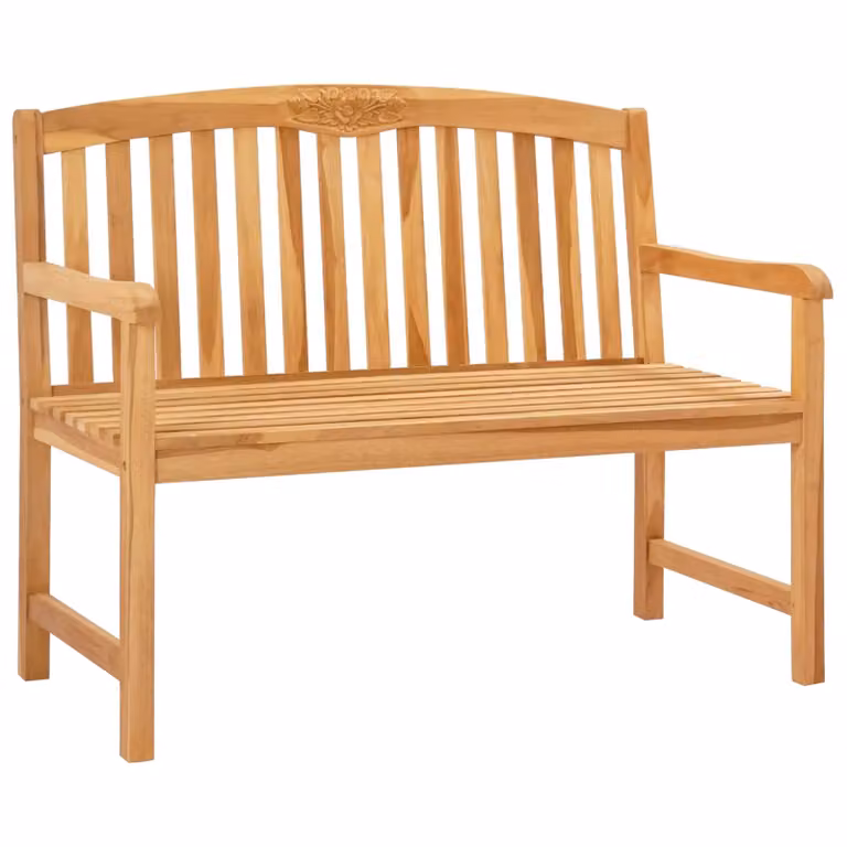 vidaXL Banco de Jardín Tallado a Mano en Forma de Rosa de Madera de Teca Color Marrón An/P/Al: 114 x 60,5 x 95 cm