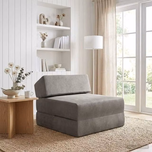Sofá cama plegable vidaxl en gris claro con tela y espuma, An/P/Al: 60 x 70 x 41 cm