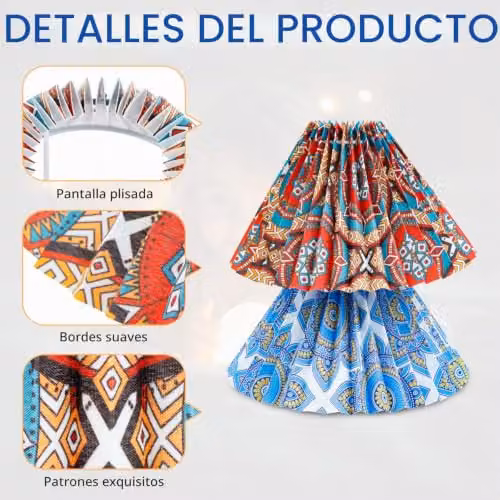 Set de 2 pantallas textiles para lámparas de mesa y pie con diseño moderno en forma de cono y acabado multicolor