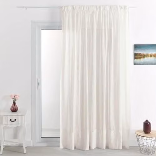 Cortina Bordada Cornely HomeMaison Blanca de Poliéster An/Al: 240 x 240 cm