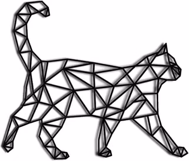 Escultura decorativa de pared XISRENS de gato caminando en metal negro, estilo minimalista y abstracto, An/Al: 40 x 30 cm