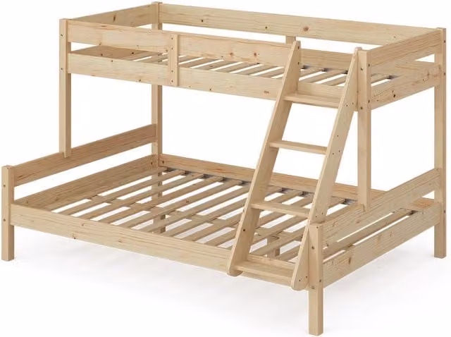 Litera de dos niveles Vitalispa Everest en madera de pino natural para niños An/P/Al: 200 x 140 x 131 cm