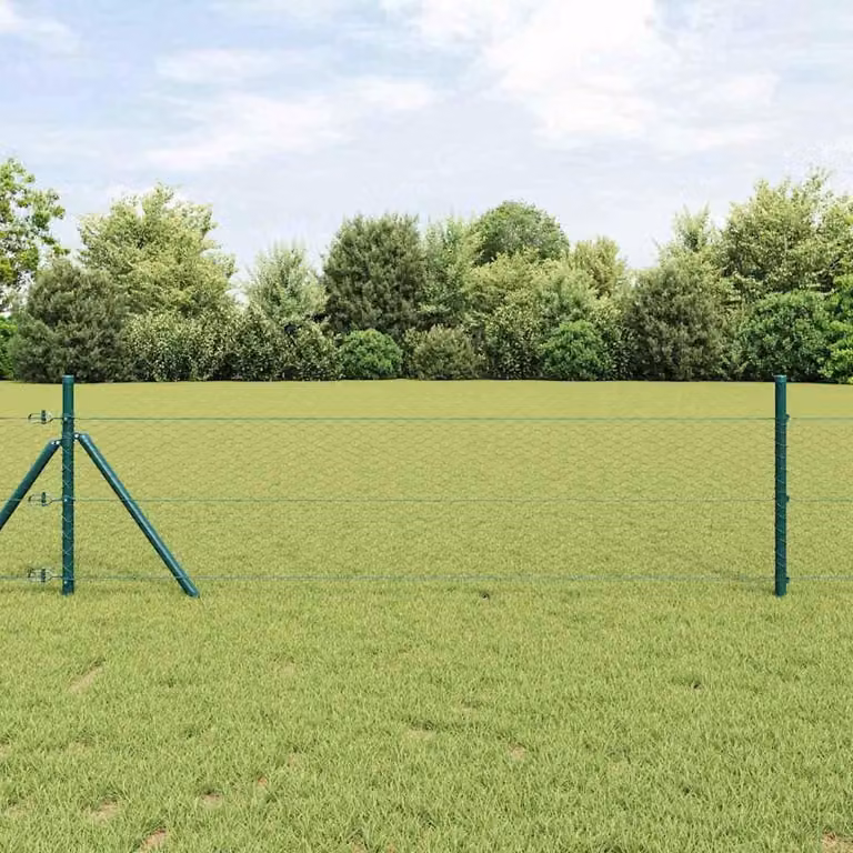 Malla de valla hexagonal Syfax de acero y PVC en color gris para fijación al suelo de 50 x 0,4 m