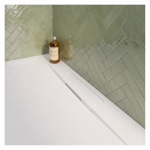 Plato de ducha Mob-In de resina mineral con acabado liso antideslizante, color blanco, An/P: 90 x 90 cm