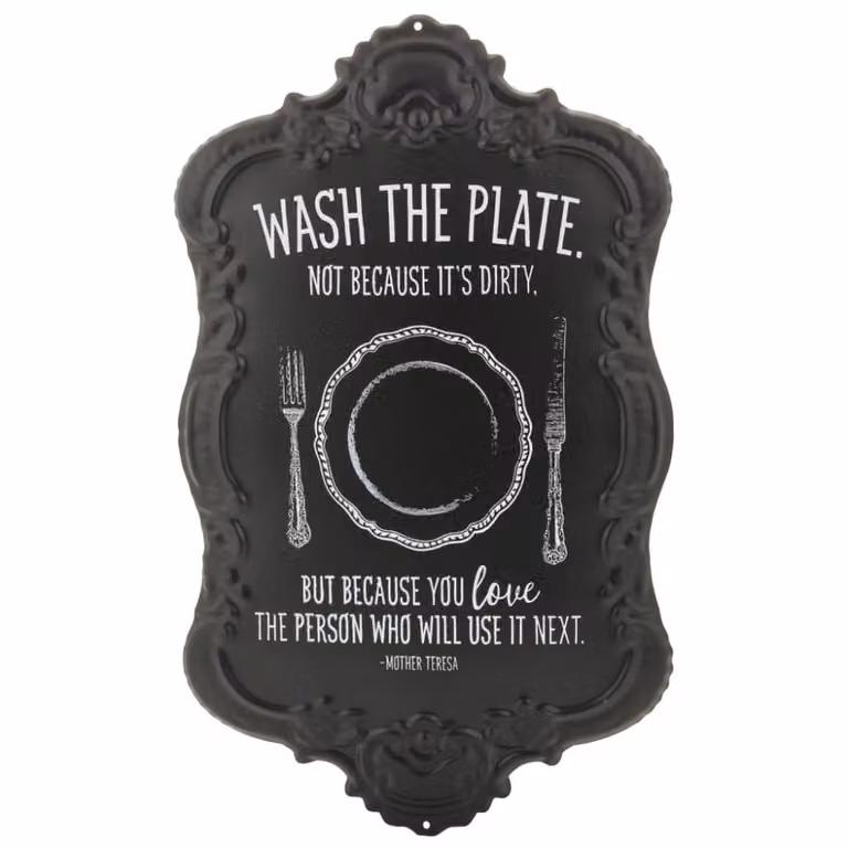 Placa de decoración vintage Wanderlust deco de metal negro para colgar en la pared, rectangular, An: 46,0 cm, Al: 28,0 cm