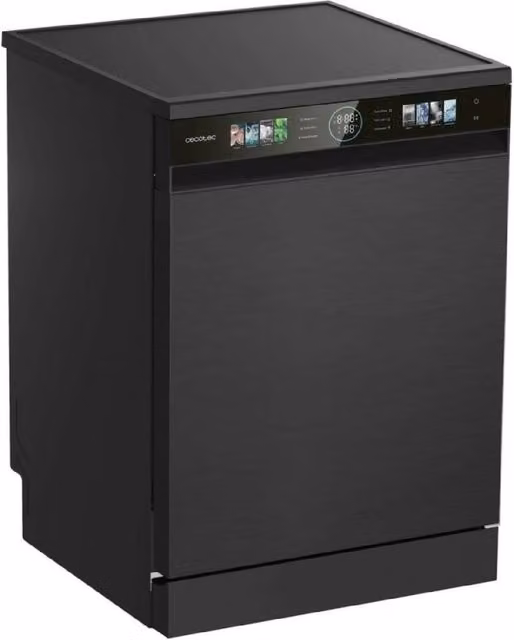 Lavavajillas compacto Cecotec Bolero Aguazero 6620 Dark C en color negro y gris con 15 cubiertos y 8 programas de lavado