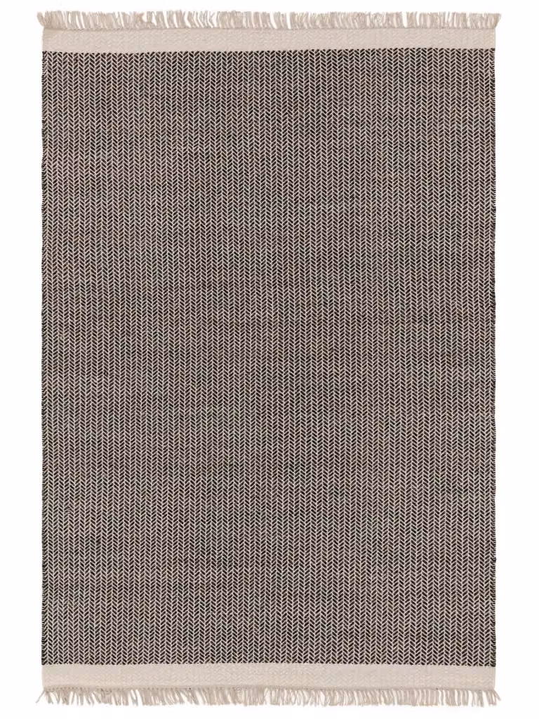 Alfombra Benuta de lana y algodón con diseño espiga en blanco y negro, An/P: 160 x 230 cm