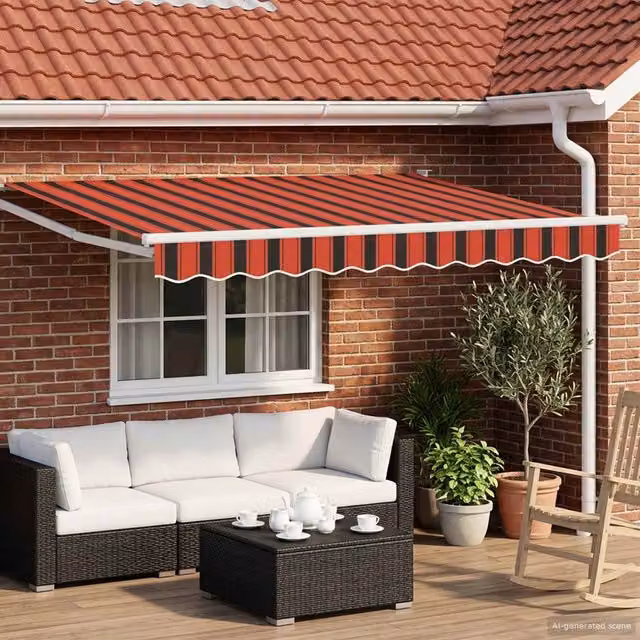 Toldo manual retráctil con LEDs Maison Exclusive de poliéster y acero, An/P/Al: 3,5 x 2,5 x 2,45 m