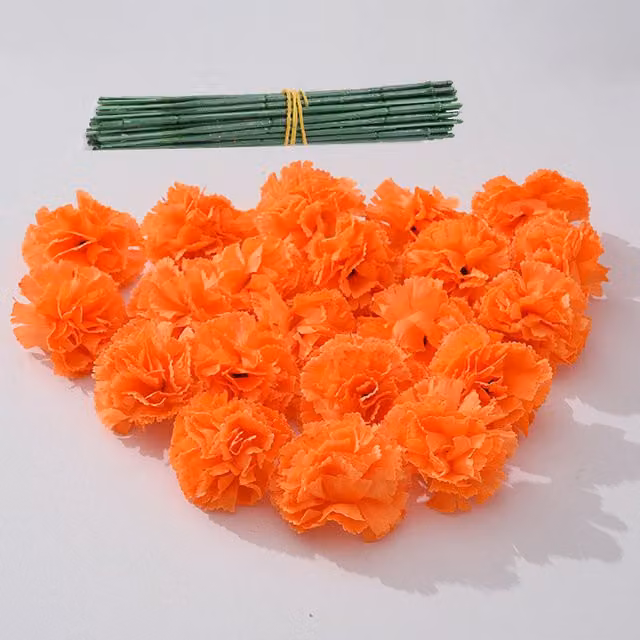 Set de 50 caléndulas artificiales naranjas Infinite para decoración floral y guirnaldas de fiesta