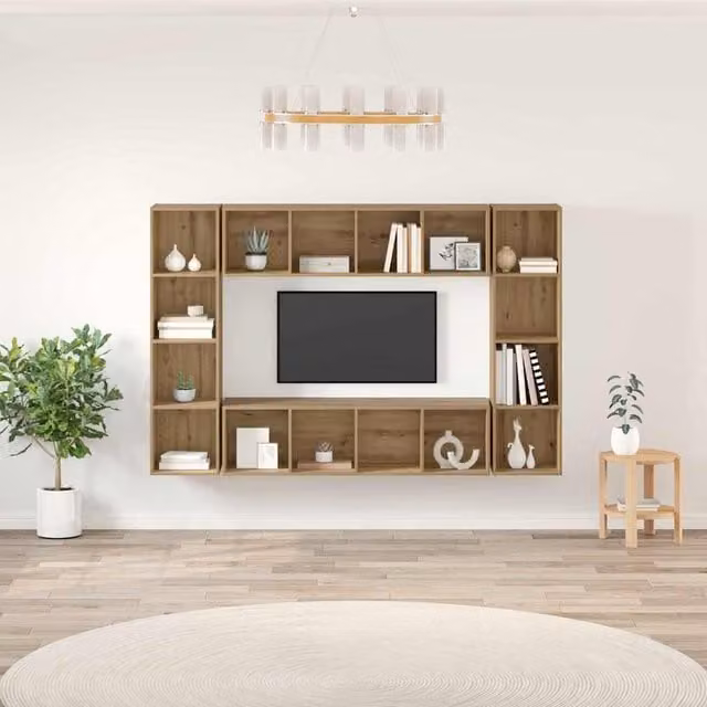 Conjunto de mueble de TV moderno de 4 piezas Maison Exclusive en color marrón madera de ingeniería