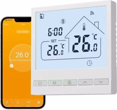 Termostato Inteligente Tuya MIMIY Blanco con Sonda Externa para Calefacción Eléctrica por Suelo Radiante, Conexión Wifi, Control por Voz y App, Montaje en Pared