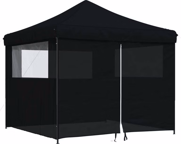 Tienda de fiesta plegable Pop-Up Syfax con 4 paredes laterales negra An/P/Al: 315 x 292 x 292 cm