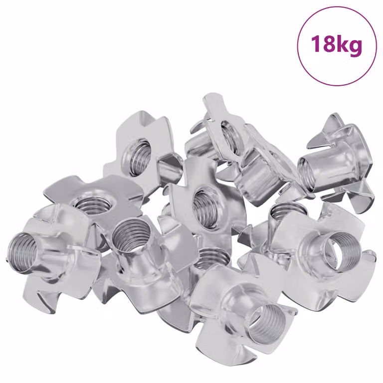 Set de 7200 tuercas en T dentadas vidaXL de acero galvanizado plateado M6 mm