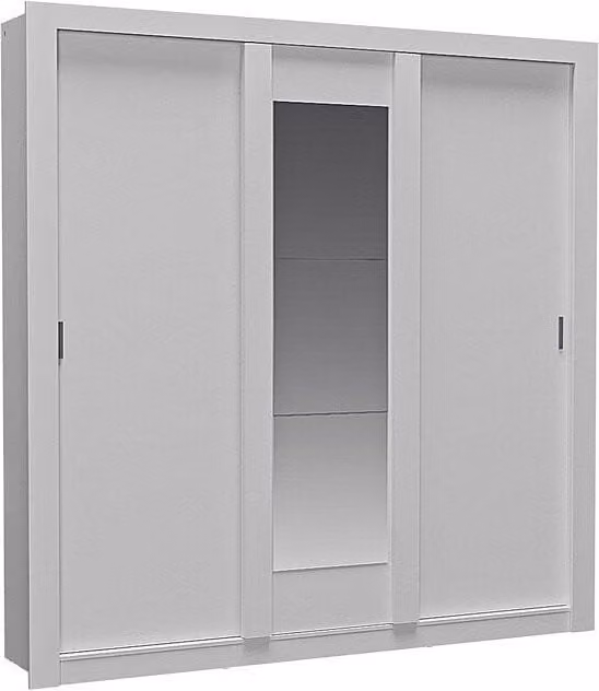 Armario Roxane con espejo y 3 puertas correderas en color blanco, Ancho: 220 cm