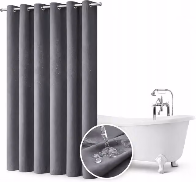 Cortina de baño impermeable NOW-ART con ojales, color gris multicolor, An/P/Al: 150 x 200 cm