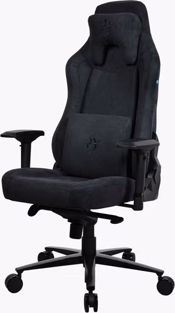 Silla Gaming Arozzi Vernazza en color negro con tapicería de microfibra aterciopelada y soporte lumbar de espuma viscoelástica