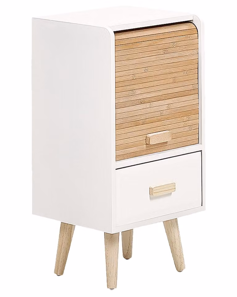 Beliani mesita de noche Nesika de 1 cajón en color blanco para dormitorio infantil