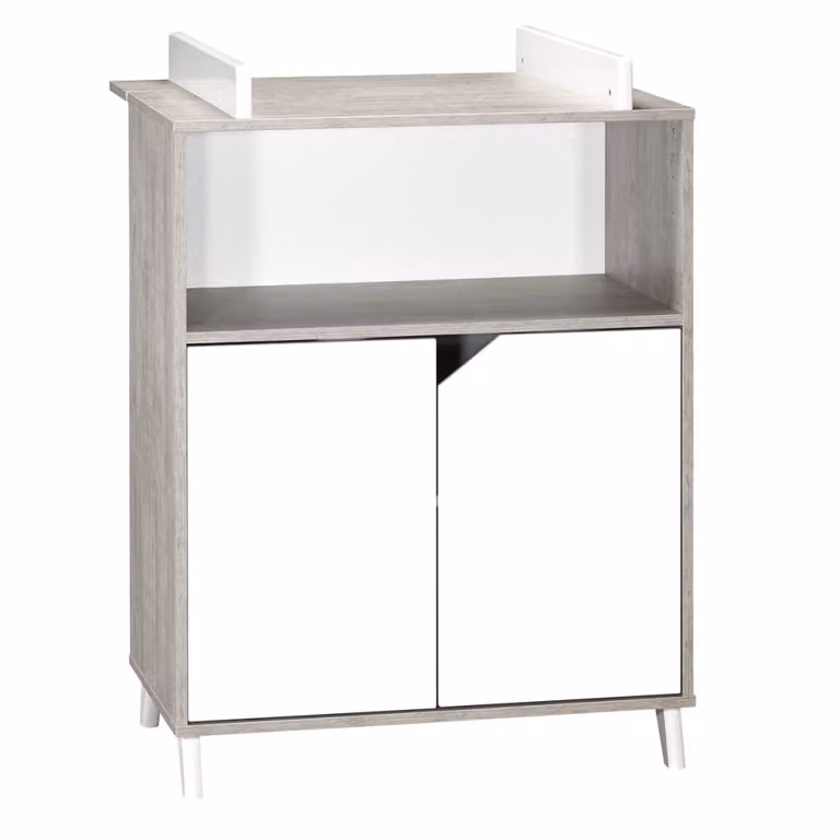 Cambiador de madera Baby Price para bebés de estilo escandinavo en blanco y gris, An: 76 cm, P: 66 cm, Al: 76 cm