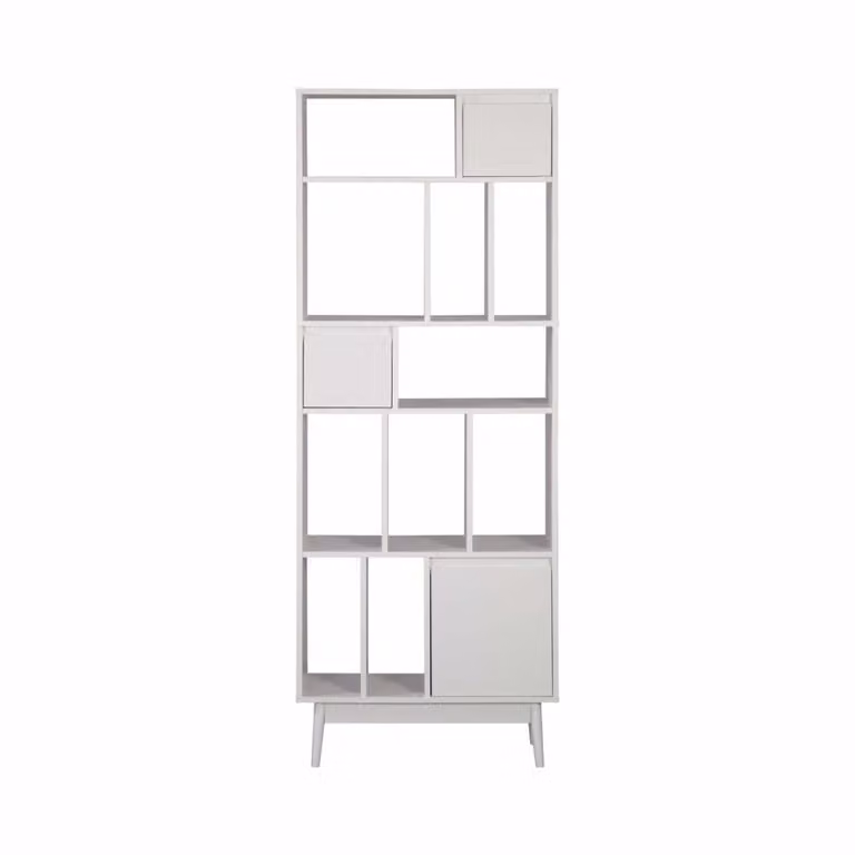 Estantería moderna Mobili Mawar de madera y MDF en color blanco con 5 estantes, Al x An x P: 187 x 70 x 29,5 cm