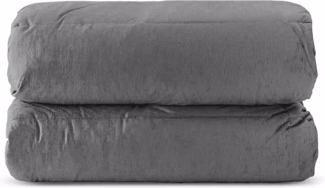 Edredón Matrimonial Reversible de Terciopelo y Microfibra para Invierno con Cubrecabezas en Color Gris