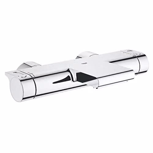Mezclador termostático de ducha Grohe Grohtherm 2000 con mando monomando, acabado cromado y funciones de ahorro de agua y seguridad de temperatura, montaje en pared