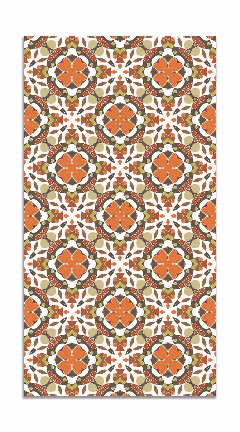 Alfombra vinílica de mosaico oriental color naranja An/P: 80 x 150 cm