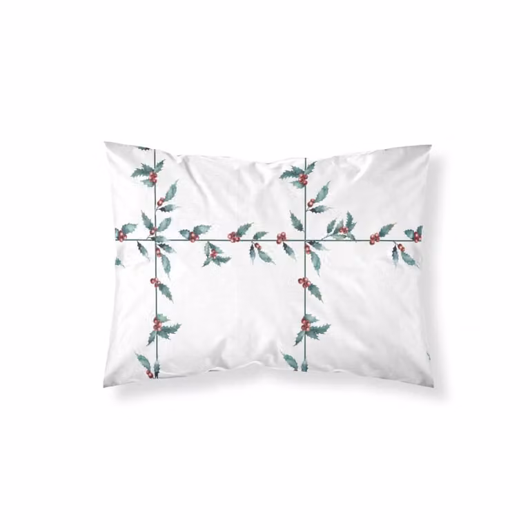 Funda de almohada Muare Home con diseño floral de Navidad en multicolor y blanco, 100% poliéster, 80 x 80 cm