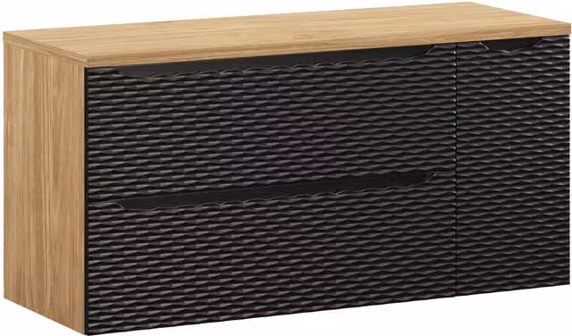 Juego de muebles de baño COMAD con encimera, diseño moderno y geométrico, color negro, An: 120 cm, P: 46 cm