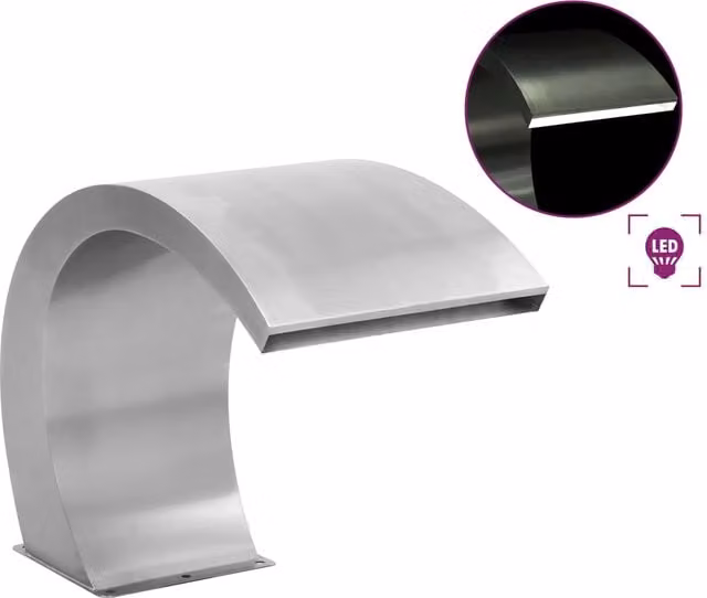 Fuente cascada de piscina rectangular con LEDs vidaXL de acero inoxidable color plata An/P/Al: 60 x 30 x 45 cm