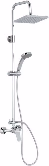 Columna de ducha mecánica Jacob Delafon Colette con rociador de mano y de techo, acabado cromo, montaje en pared, Altura: 107,8 cm
