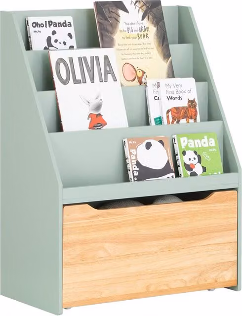 Librería infantil SOBUY verde con 4 estantes y 1 cajón, An/P/Al: 62 x 30 x 80 cm