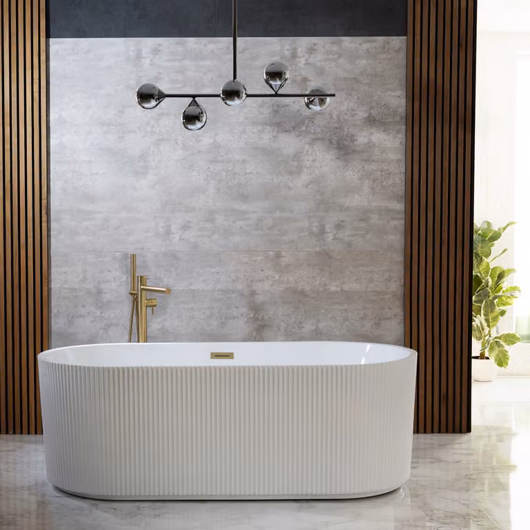 Bañera exenta ovalada Hudson Reed en acrílico color gris y blanco, An/P/Al: 179,5 x 78,5 x 24 cm