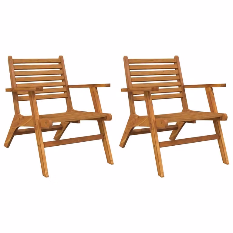 Set de 2 sillas de jardín Syfax de madera de acacia aceitada en color marrón con reposabrazos