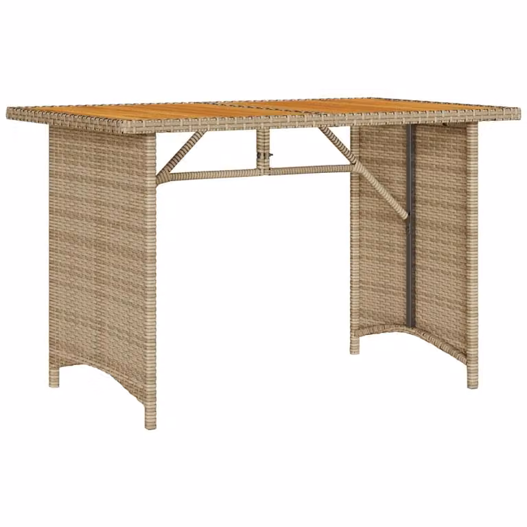 Mesa de jardín Syfax de ratán y madera de acacia en color beige, An/P/Al: 110 x 68 x 70 cm