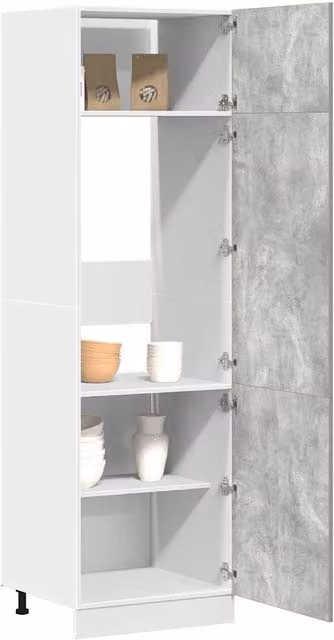 Armario de cocina alto Lyon de vidaXL en color gris con puertas batientes y estantes internos, An/P/Al: 60 x 57 x 207 cm