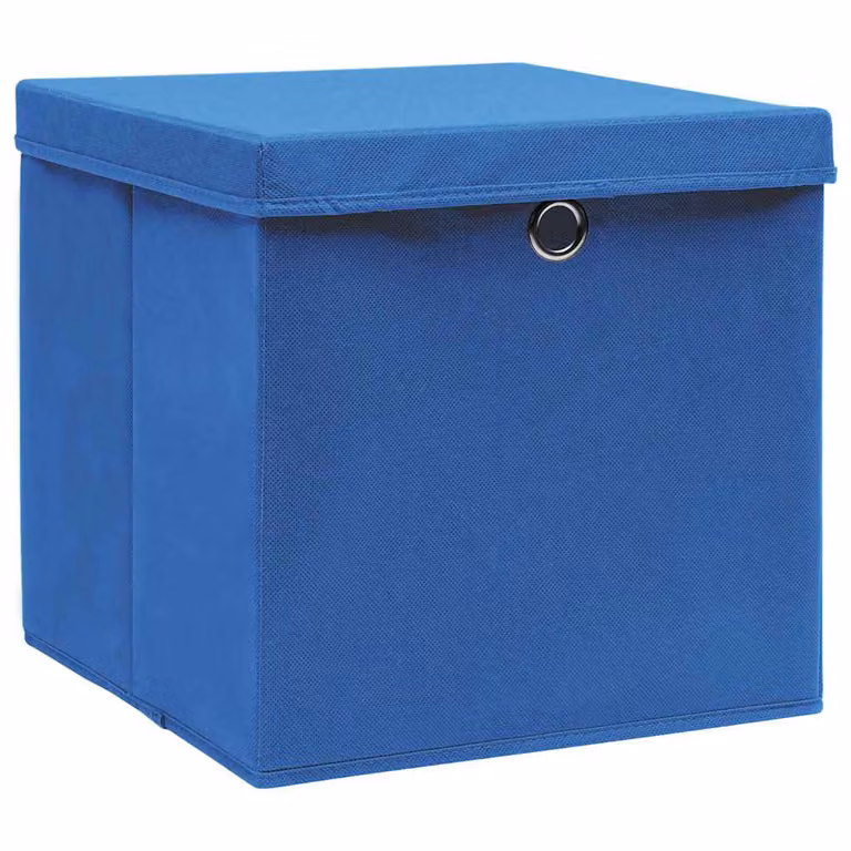 Set de 10 cajas de almacenaje plegables con tapa de tela azul vidaXL An/An/Al: 32 x 32 x 32 cm
