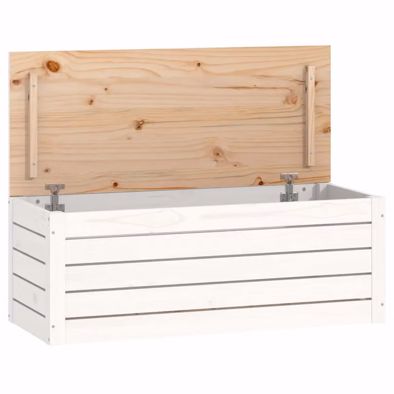 Caja de almacenaje de madera maciza de pino blanca vidaXL An/P/Al: 89 x 36,5 x 33 cm