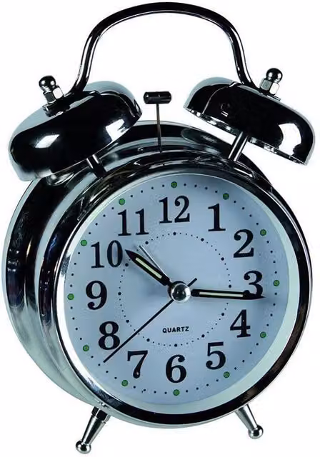 Reloj despertador analógico retro Trade Shop de metal cromado color plata con esfera blanca para mesa, An/P/Al: 18 x 12 cm