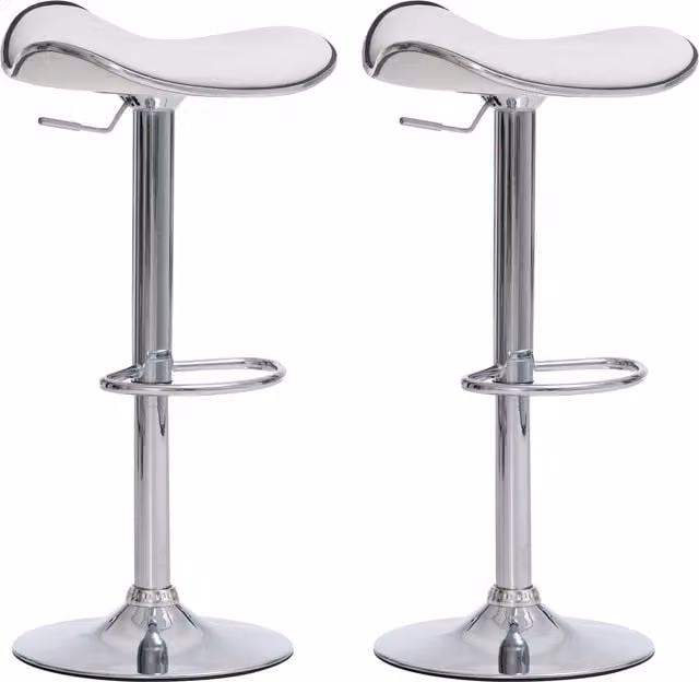 Set de 2 taburetes Shanghai modernos en color blanco con estructura de metal y tapicería de polipiel