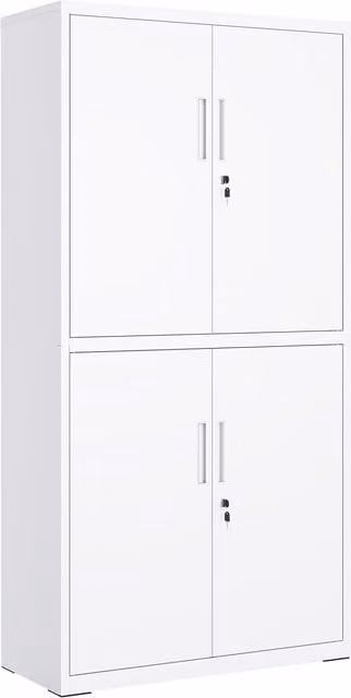 Armario de metal Songmics con 4 puertas batientes y estantes regulables en color blanco, An/P/Al: 80 x 40 x 180 cm