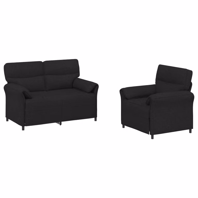 Juego de sofá de 2 plazas vidaXL moderno en color negro con tapicería de tela y estructura de metal para tu salón