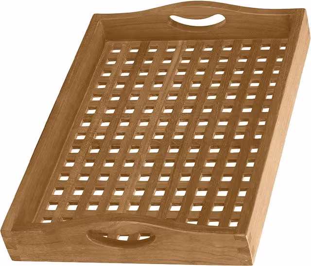 Bandeja rectangular de madera de teca con asas CONCEPT-USINE color marrón