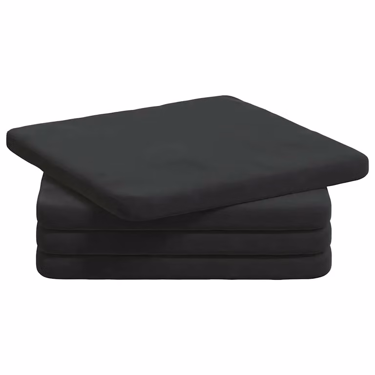 Set de 4 cojines para asiento vidaXL en terciopelo negro con funda lavable y extraíble, An/An/Al: 40 x 40 x 3 cm