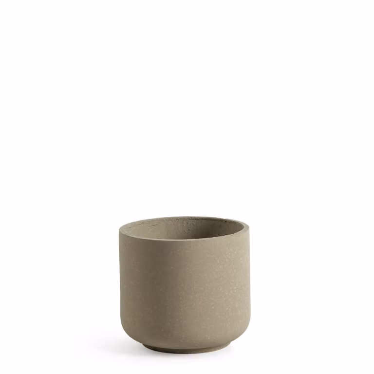 Macetero decorativo redondo de cemento Sia Deco en color beige para mesa Altura: 19 cm, Diámetro: 17 cm