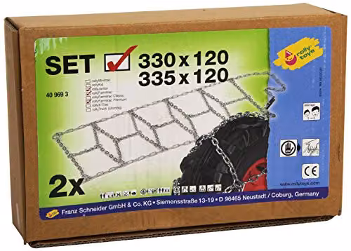 Pack de 2 cadenas para nieve Rolly Toys rollySnowgrip en gris y negro para tractores de pedales Rolly Junior y Farmtrac